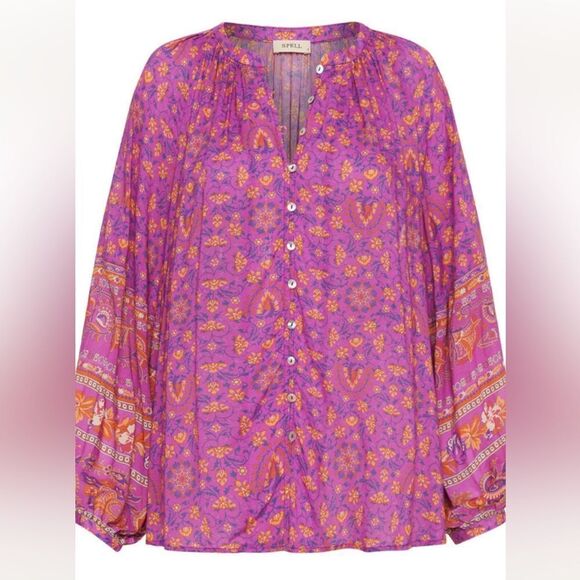 NWT SPELL & THE GYPSY
COLLECTIVE MADAME PEACOCK BLOUSE - BOYSENBERRY Size XS - Picture 8 of 14